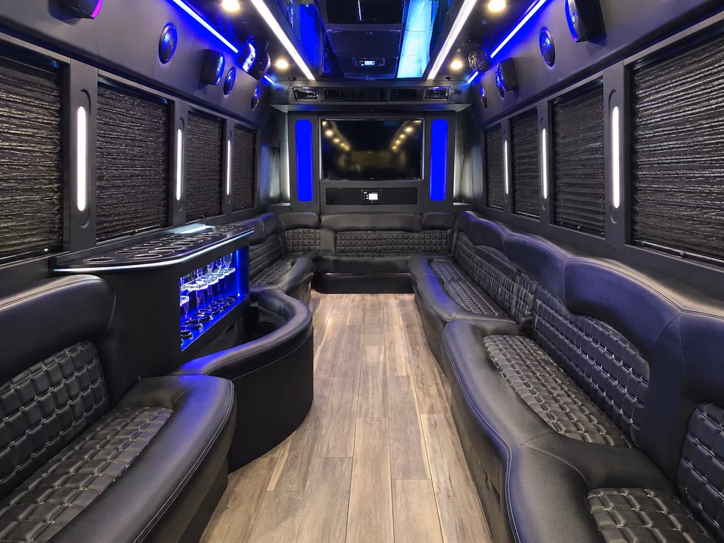 Passenger watching the Miami scenery during a regional party bus road trip