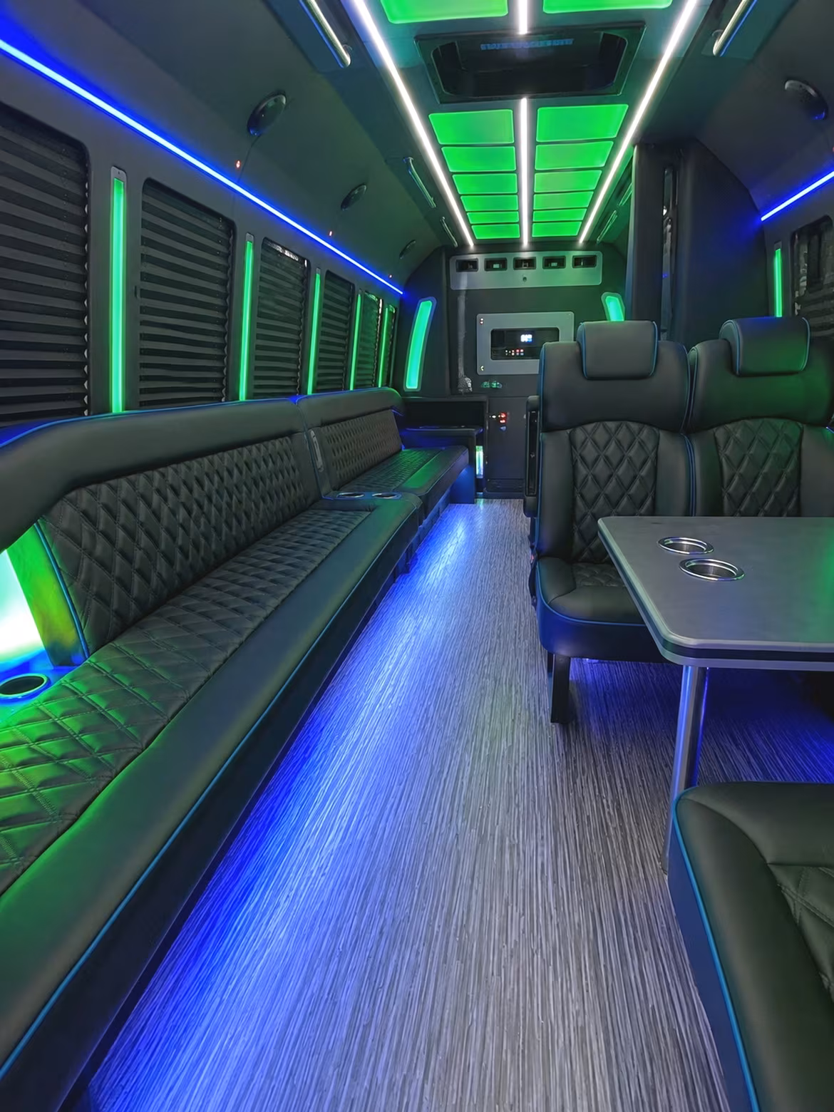 Miami Birthday, Sweet 16, & Quinceañera Transportation party bus interior