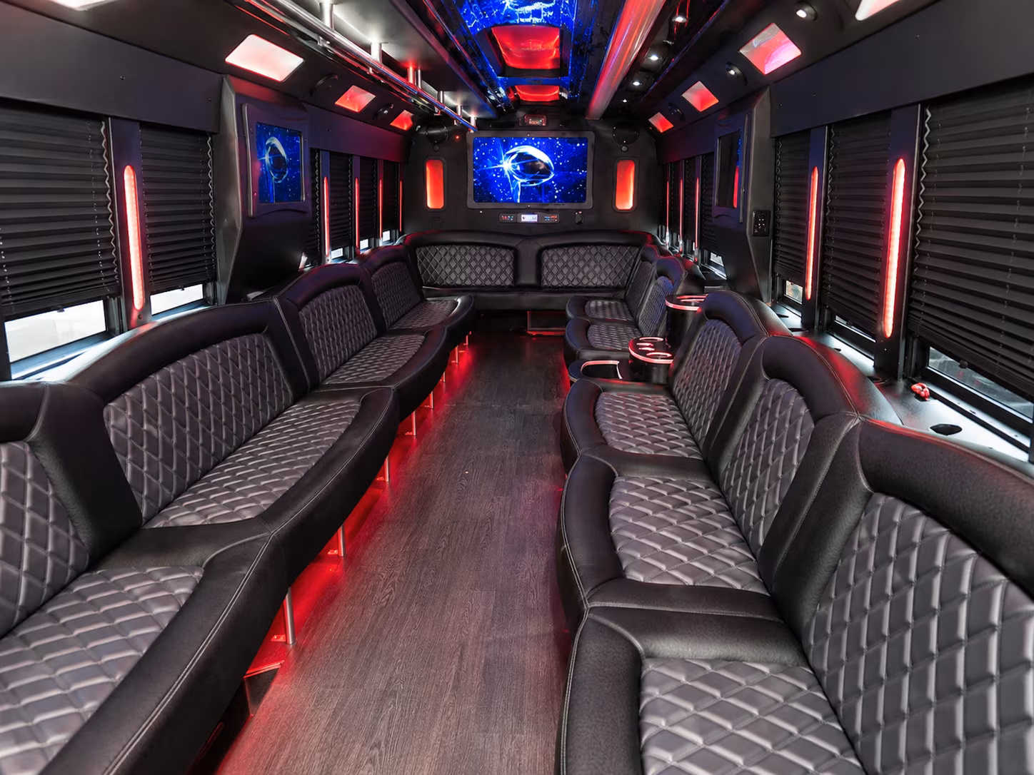 Miami Birthday, Sweet 16, & Quinceañera Transportation party bus interior