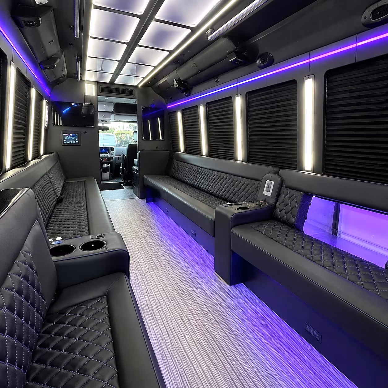 Miami Sporting Event Transportation party bus interior