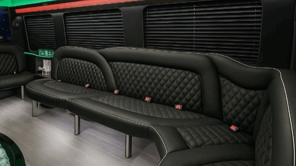 Interior of Miami Party Bus Company's 14 Passenger Sprinter Limousine in Miami