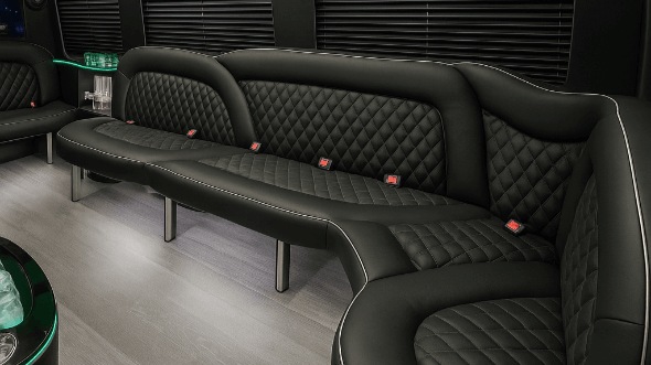 Interior of Charter Bus Company Miami Beach's 15 Passenger Party Bus in Miami Beach