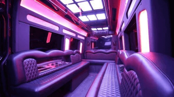 Interior of Charter Bus Company Miami Gardens's 18 Passenger Party Bus in Miami Gardens