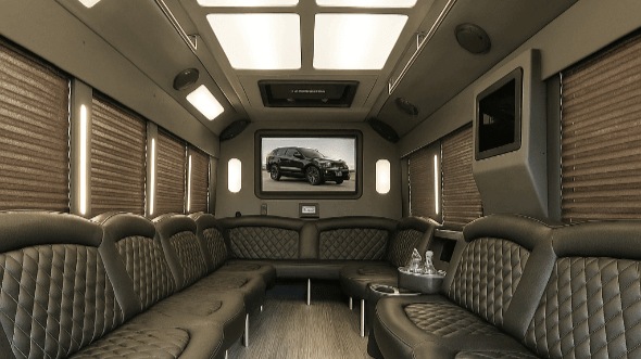 Interior of Charter Bus Company Miami Gardens's 20 Passenger Party Bus in Miami Gardens