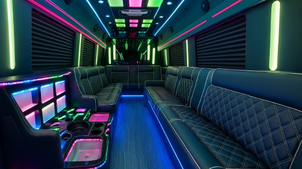 Interior of Charter Bus Company Miramar's 25 Passenger Party Bus in Miramar