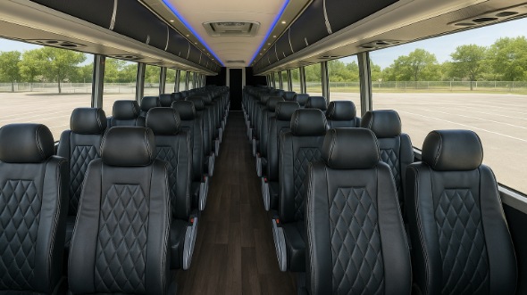 Interior of Charter Bus Company Miami's 40 Passenger Charter Bus in Miami