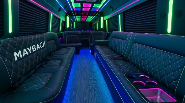 Interior of Charter Bus Company Hollywood's 40 Passenger Party Bus in Hollywood