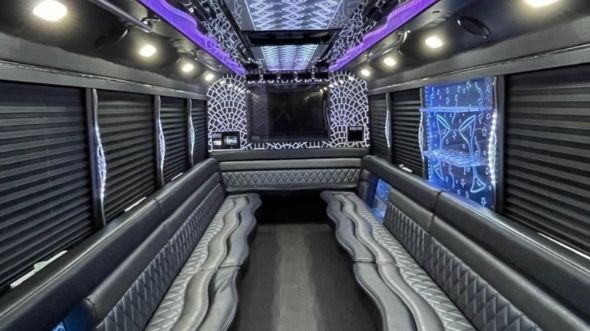 Interior of Charter Bus Company Miami Gardens's 50 Passenger Party Bus in Miami Gardens