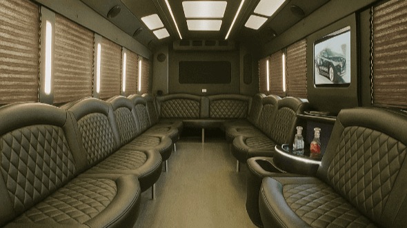 Interior of Charter Bus Company Plantation's 50 Passenger Party Bus in Plantation