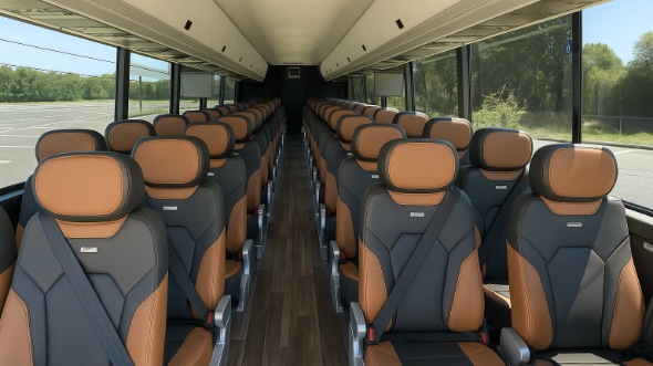 Interior of Charter Bus Company Miami's 54 Passenger Charter Bus in Miami