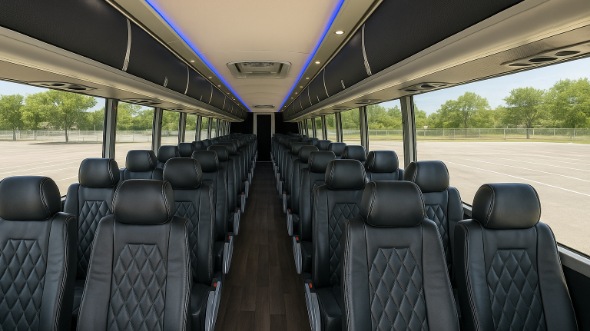 Interior of Charter Bus Company Miami's 55 Passenger Charter Bus in Miami